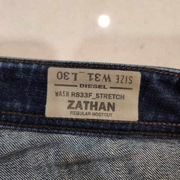 Diesel Zathan Jeans W31 L30 Dark Wash Distressed Stretch Regular Bootcut - Picture 6 of 14